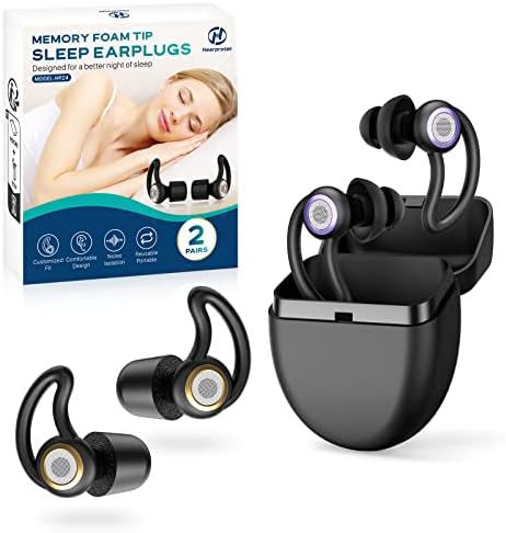 [2 זוגות] תקעי אוזניים לשינה, HearProtek רעש מבטלים אטמי אוזניים נוחים להפחתת רעש לשינה צליל חוסם תקע אוזניים עבור ישנים